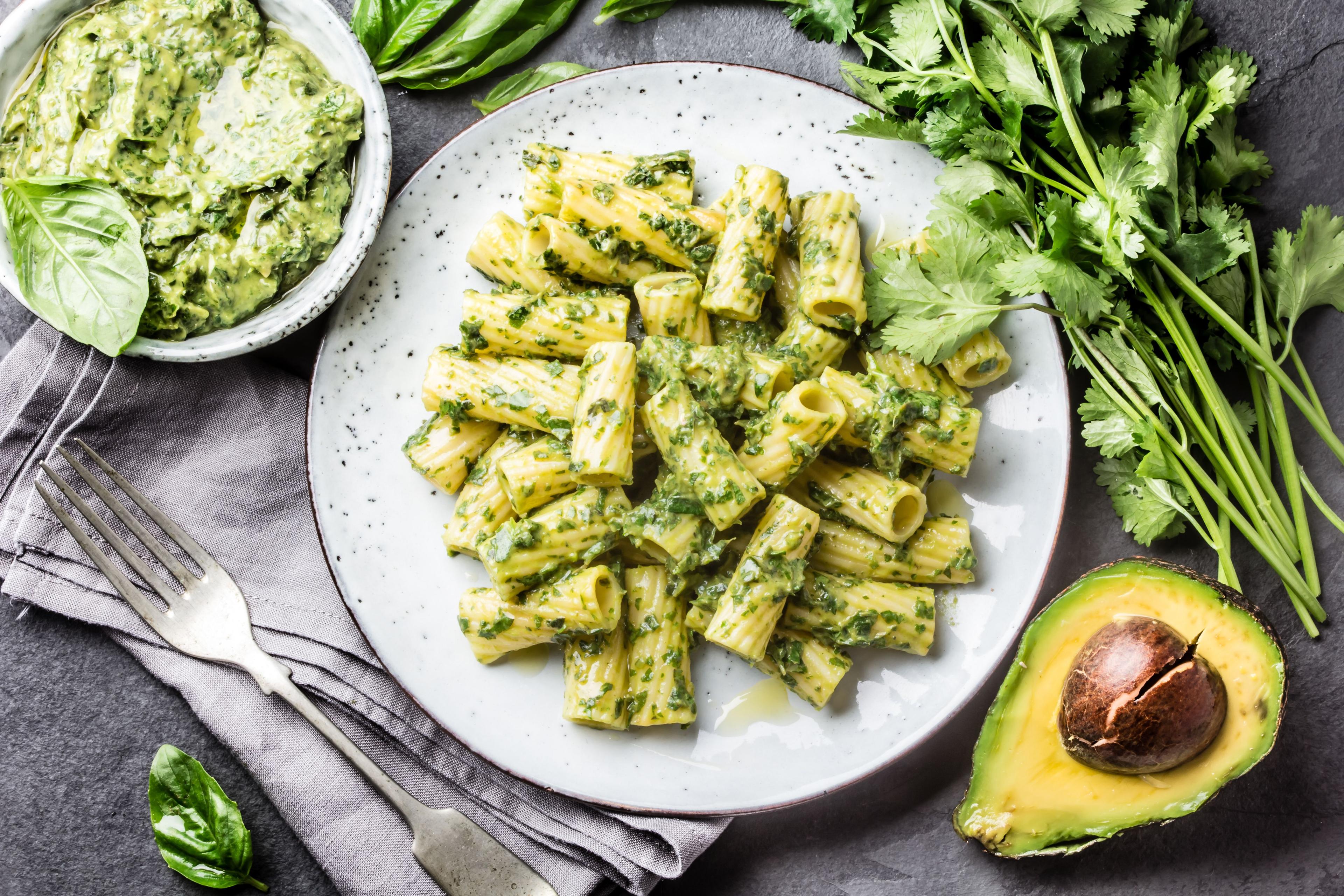 Pasta salad with avocado and mint sauce image